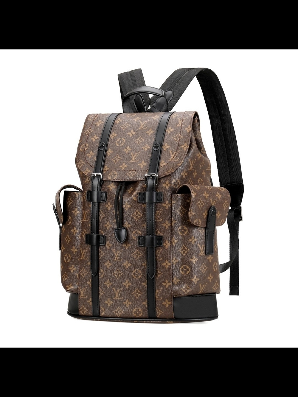 Louis Vuitton Monogram Canvas Backpack with Black Leather Trim